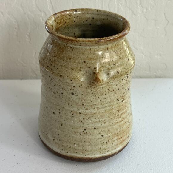 Studio Art Pottery Vase Speckled Glazed Brown Hand Thrown 5" - Picture 2 of 11